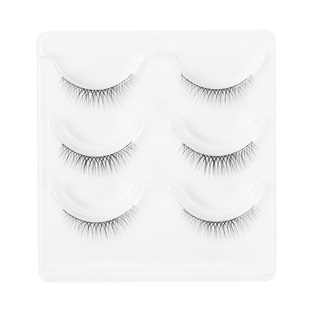 新品3d假睫毛自然裸妆短款浓密逼真棉线梗素颜交叉磨尖眼尾加长款