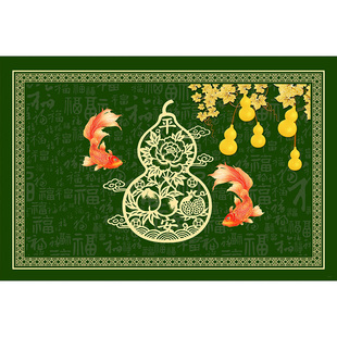 绿色2026新款中式入户门地垫室内门口脚垫比利时绒进门耐脏地毯