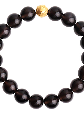 心斋堂黑曜石足金六字真言手串