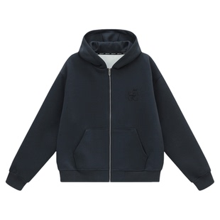 吕小虎ACTUP 春季390g刺绣连帽开衫卫衣男生美式夹克流行拉链外套