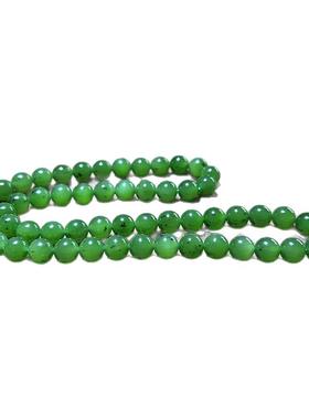 和田玉碧玉正阳绿项链冰底起荧光手串微猫眼妈妈链8mm