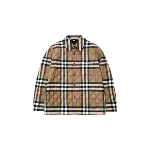 【自营】Burberry博柏利棉服男款菱格纹单排扣翻领外套节日礼物