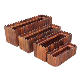 防腐木花箱长方形组合花盆庭院阳台种菜盆实木栅栏种植箱多肉花槽