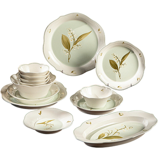 sisin诗心 铃兰雅集碗家用碗碟套组餐具套装陶瓷碗盘组合乔迁结婚