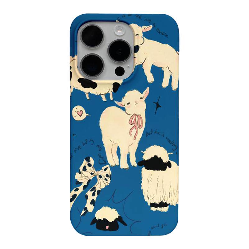 蓝色小羊适用iPhone17promax手机壳华为mate80苹果16新款小米15红米k80硬壳OPPOReno15爆款全包磨砂菲林软壳