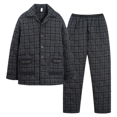 浪莎睡衣男士冬季纯棉夹棉可外穿