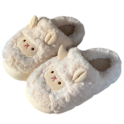 包头保暖卡通羊家居女大童棉拖鞋