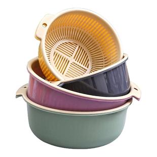 大号双层洗菜沥水篮篮子器家用厨房水槽圆形筐子菜篮洗菜篮洗菜盆