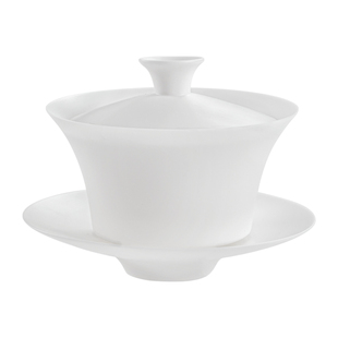 超薄羊脂玉瓷盖碗不烫手德化白瓷高档冰种功夫茶具义薄云天泡茶器