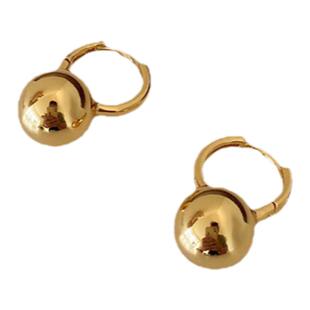 GWE韩国ins博主同款小众金属圆球耳环时髦百搭小耳垂金球银球耳钉