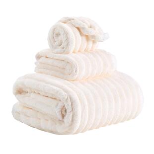 毛毛雨毛巾2025新款家用洗澡浴巾比纯棉吸水不掉毛干发帽三件套