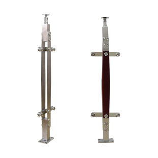 玻璃楼梯扶手栏杆 楼梯不锈钢立柱  阳台护栏 实木立柱菱形定做