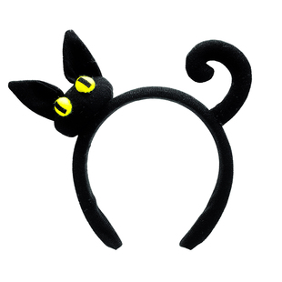 可爱有尾巴黑色猫咪发箍洗脸头箍卡通搞怪发卡夸张万圣节头饰小猫