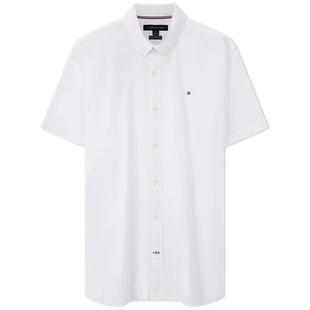 【弹力牛津纺】Tommy26春夏新款男装易打理休闲条纹纯色短袖衬衫