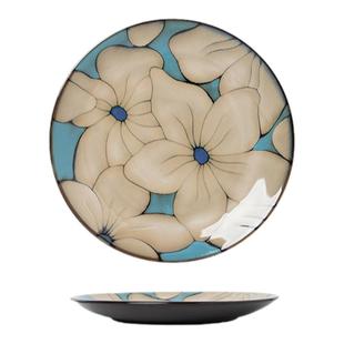 日式复古餐具盘子陶瓷餐盘菜盘异域风情深盘平盘家用水果盘微瑕