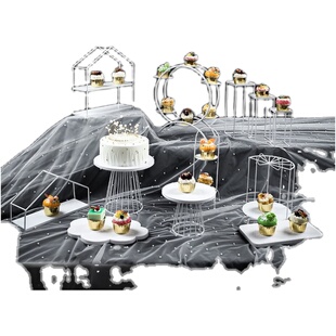 白色婚礼甜品台摆件展示架蛋糕托盘婚庆道具装饰套装冷餐茶歇摆台