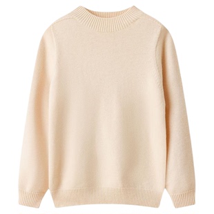 红豆儿童毛衣100%绵羊毛男童女童2025秋冬款针织衫加厚纯色中领M