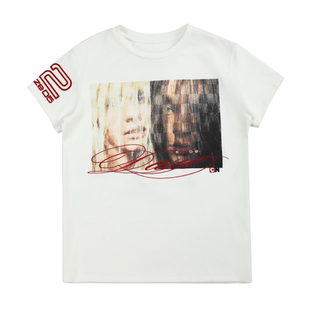 no E mosen（noE）''2000S千禧电子迷幻''人像印花刺绣正肩短袖