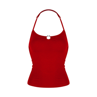 挂脖吊带背心女带胸垫夏季内搭辣妹露背性感外穿蝴蝶链条无袖上衣