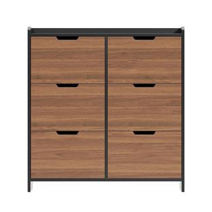 三梦全实木超薄鞋柜家用门口入户中古风窄鞋柜收纳柜一体靠墙室内