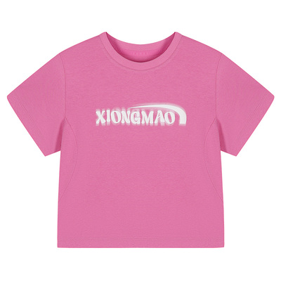 【张予曦同款】熊猫宽松短款速干T恤女2026春夏新款圆领短袖上衣