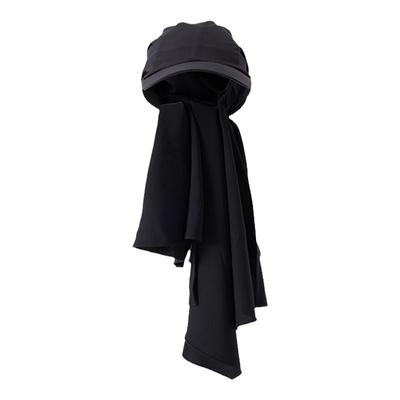 黑色双层结构飘带网纱头巾帽