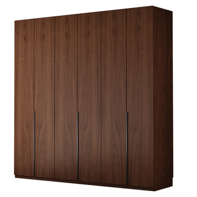 2025新款工厂定制全实木衣柜橡木家用卧室胡桃色中古风大衣橱复古