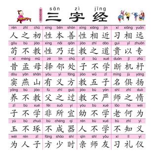 正版三字经挂图 识字挂图送三字经书 大字拼音挂图8张  国学经典儿童幼儿挂图墙贴小学生认字挂图宝宝识字挂图启蒙