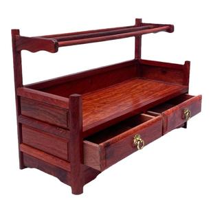 缅甸花梨木桌面博古架茶叶茶具收纳茶桌茶架茶杯架子上茶壶置物架