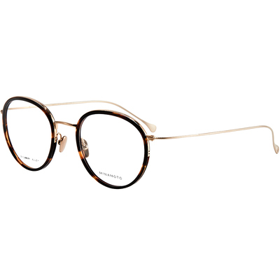 CHARMANT夏蒙源系列玳瑁色钛合金复古圆框眼镜架可配近视MN31028