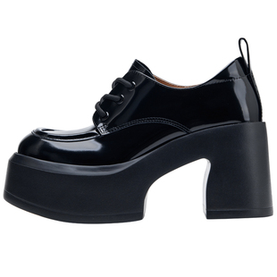 NOOWA厚底乐福鞋女2025新款漆皮英伦小个子增高软底不累脚小皮鞋