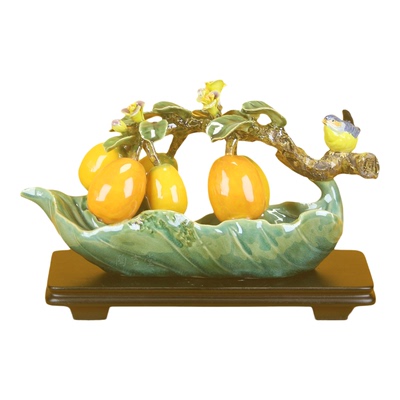 石湾公仔陶瓷枇杷摆件招财旺宅