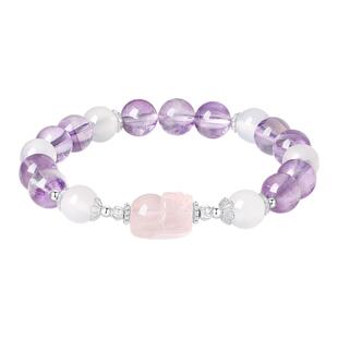 周大生紫水晶手串纯银S925九紫离火玉髓手链女轻奢高级感生日礼物