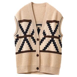 宠爱!东欧费德堡图腾开司米保暖秋冬叠穿 羊绒开衫马夹KAKA特