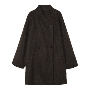 MENGJIAN牦牛绒一手长外套女2025冬季新款极简气质拉绒毛呢大衣