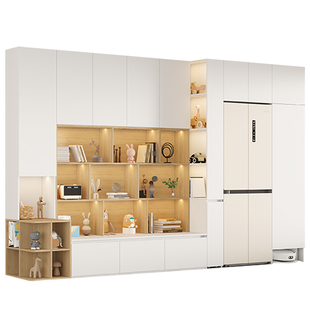 餐边柜嵌入式冰箱柜一体靠墙卡座书柜客厅组合家用书架储物柜3F74