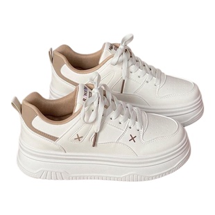 时尚厚底小白鞋女款2025新款夏季增高板鞋爆款百搭休闲鞋运动女鞋