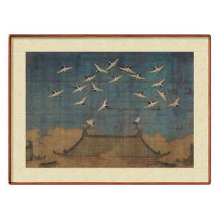 宋徽宗瑞鹤图中式客厅餐厅装饰画玄关画书房茶室宋代美学实木框画