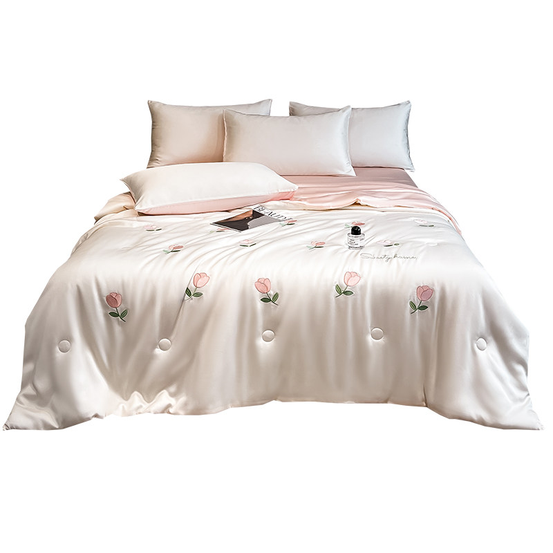 夏季冰丝夏凉被四件套可机洗宿舍单双人薄款凉感空调被子2025新款