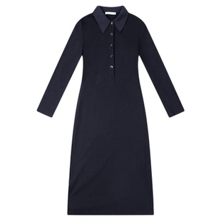 Asobio设计感纯色针织连衣裙2025秋冬通勤优雅收腰长款针织裙684