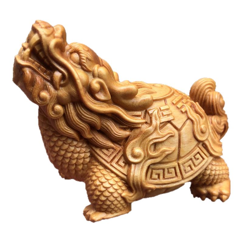 黄杨木雕实木中式家居饰品龙龟