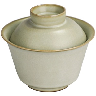 汝窑二才盖碗马蹄茶杯复古单个泡茶碗景德镇汝瓷仿古宋朝茶具青瓷