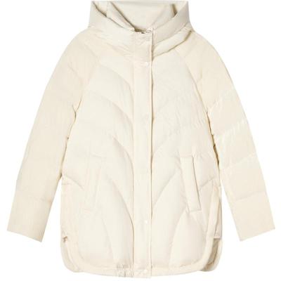 SALT.P可颜2024年冬新款云朵泡芙感白色立领连帽羽绒服女鸭绒