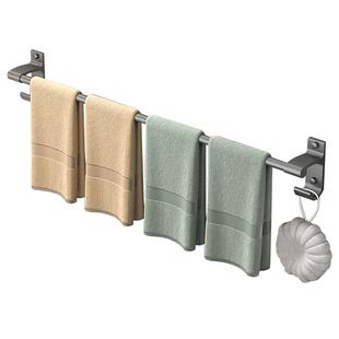 毛巾架卫生间免打孔浴室挂杆置物架子洗手间浴巾杆厕所单杆加长款