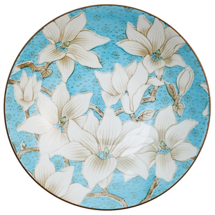 [陶瓷王]日本进口美浓烧陶瓷釉下彩木莲系列家用餐具深盘碟子盘子