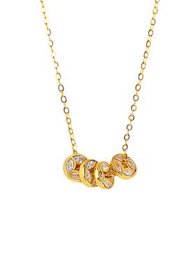 s925纯银钱多多爆闪mini铜钱锁骨