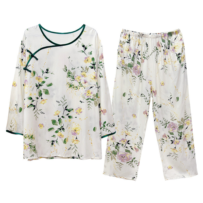 女人造棉复古中式家居服睡衣