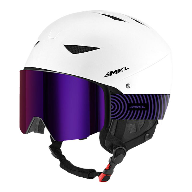 迈卡龙专业滑雪头盔女滑雪帽眼镜一体雪盔男套装全套装备全盔雪盔