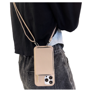 苹果16手机壳14Pro零钱包iPhone15斜挎可背13挂绳12带卡包11装卡xsmax背带xr带包x新款8plus卡套mini小包适用