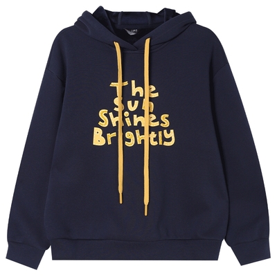 白鹿语钉珠连帽加绒加厚卫衣